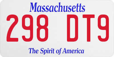 MA license plate 298DT9
