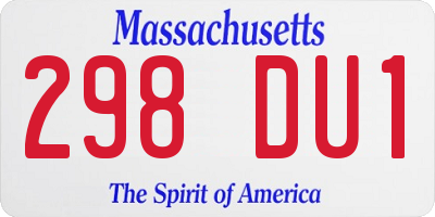 MA license plate 298DU1