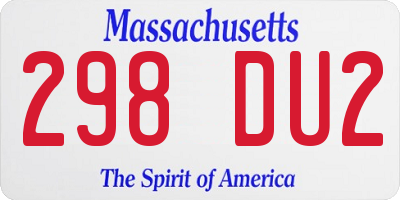 MA license plate 298DU2