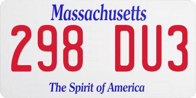 MA license plate 298DU3