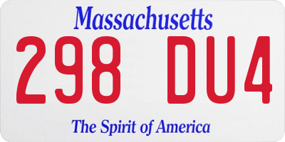 MA license plate 298DU4
