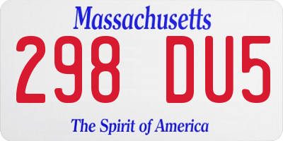 MA license plate 298DU5