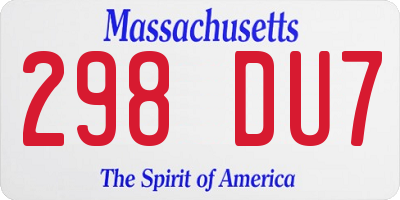 MA license plate 298DU7