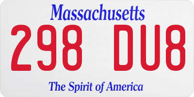 MA license plate 298DU8