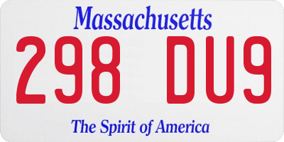 MA license plate 298DU9