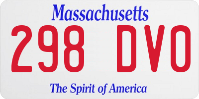 MA license plate 298DV0
