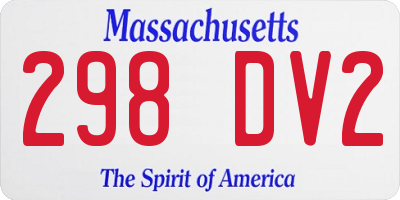 MA license plate 298DV2