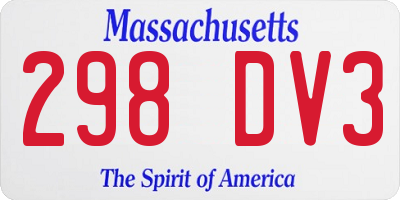 MA license plate 298DV3
