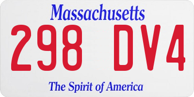 MA license plate 298DV4