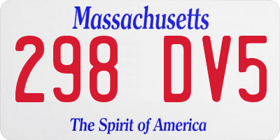 MA license plate 298DV5