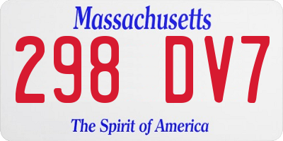 MA license plate 298DV7