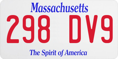 MA license plate 298DV9