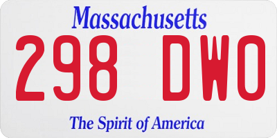 MA license plate 298DW0