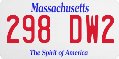 MA license plate 298DW2