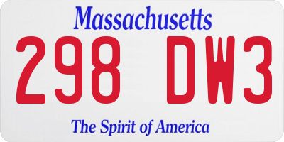 MA license plate 298DW3