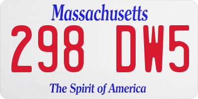 MA license plate 298DW5