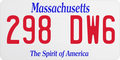 MA license plate 298DW6