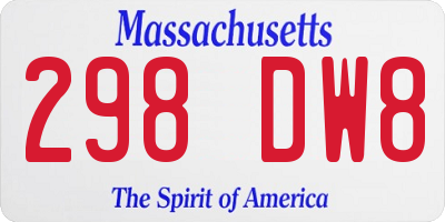MA license plate 298DW8