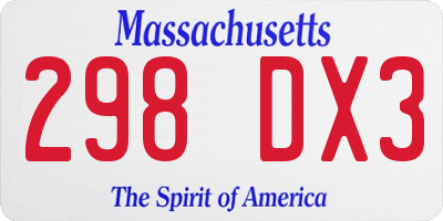 MA license plate 298DX3
