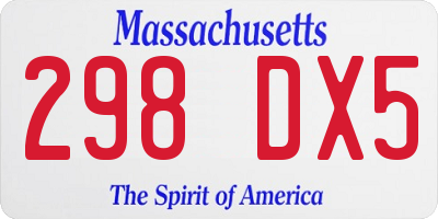 MA license plate 298DX5