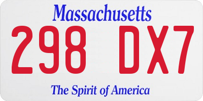 MA license plate 298DX7