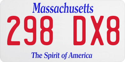 MA license plate 298DX8