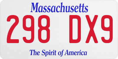 MA license plate 298DX9