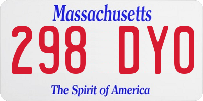 MA license plate 298DY0