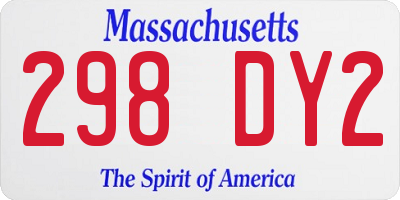MA license plate 298DY2