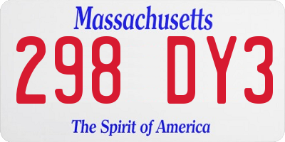 MA license plate 298DY3