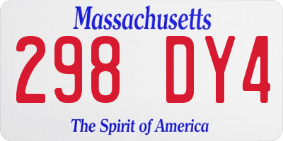 MA license plate 298DY4