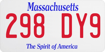 MA license plate 298DY9