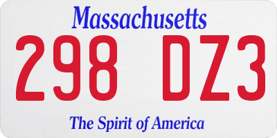 MA license plate 298DZ3
