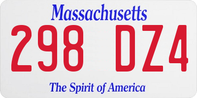 MA license plate 298DZ4