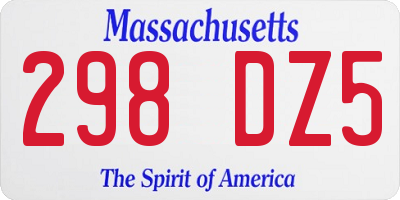 MA license plate 298DZ5