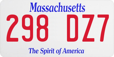 MA license plate 298DZ7