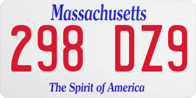 MA license plate 298DZ9