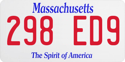MA license plate 298ED9