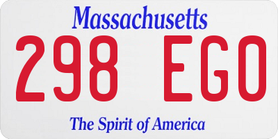 MA license plate 298EG0