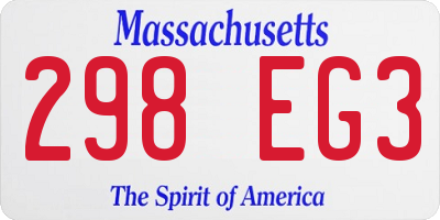 MA license plate 298EG3