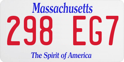 MA license plate 298EG7