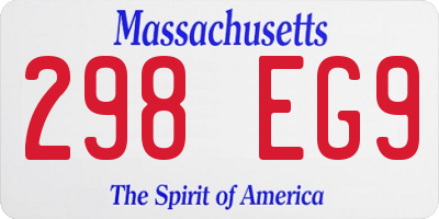 MA license plate 298EG9