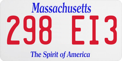MA license plate 298EI3