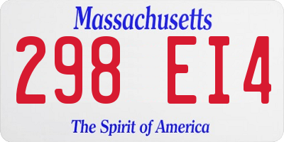 MA license plate 298EI4