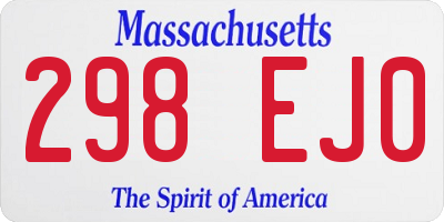 MA license plate 298EJ0