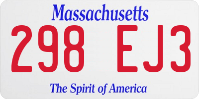 MA license plate 298EJ3