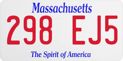 MA license plate 298EJ5