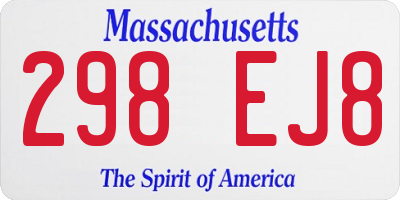 MA license plate 298EJ8