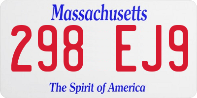 MA license plate 298EJ9
