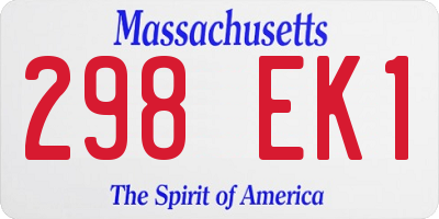 MA license plate 298EK1